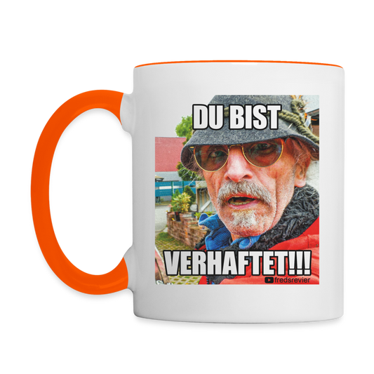 Kaffeetasse - Du bist verhaftet!!! - Weiß/Orange