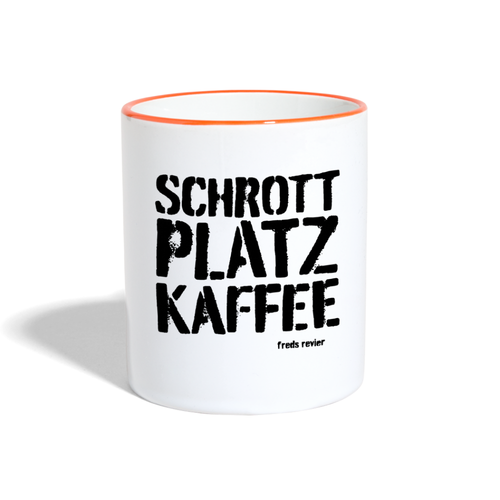 Kaffeetasse zweifarbig - Schrottplatzkaffee - Weiß/Orange