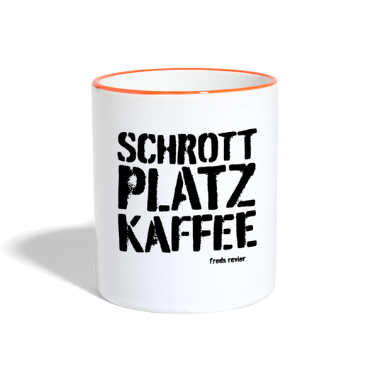 Kaffeetasse zweifarbig - Schrottplatzkaffee - Weiß/Orange